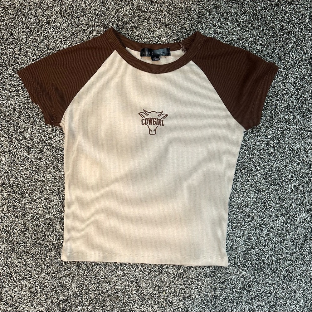 Brown and Cream Cowgirl Graphic Tee